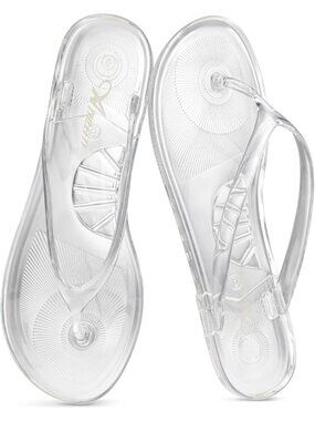 🆕 Womens Clear Jelly Flip Flop Sandals Transparent Thong Flat Beach Pool Shoes